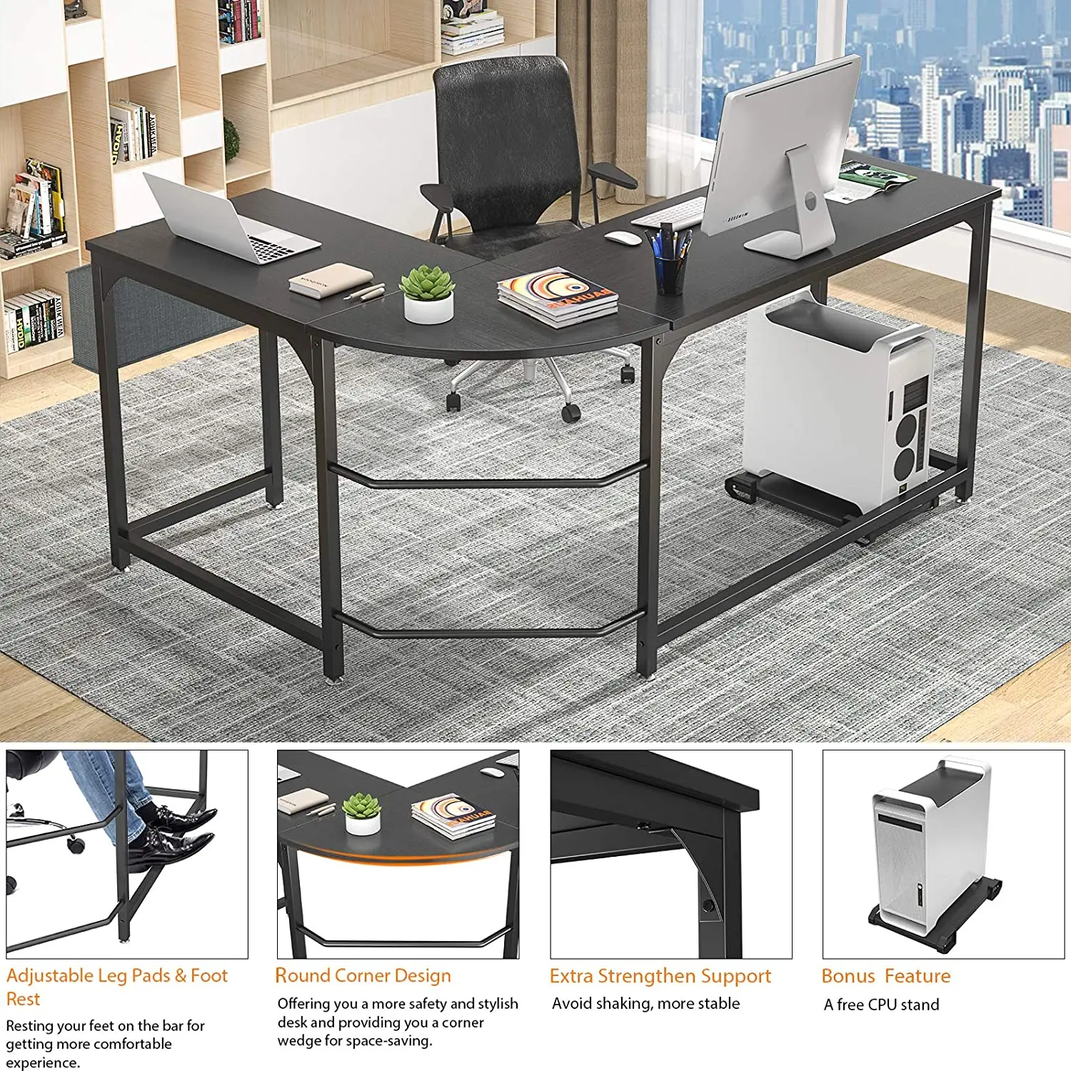 Modern Computer Table L-shaped Corner Table Writing and Learning Workstation Home Office High Quality PC Laptop Table