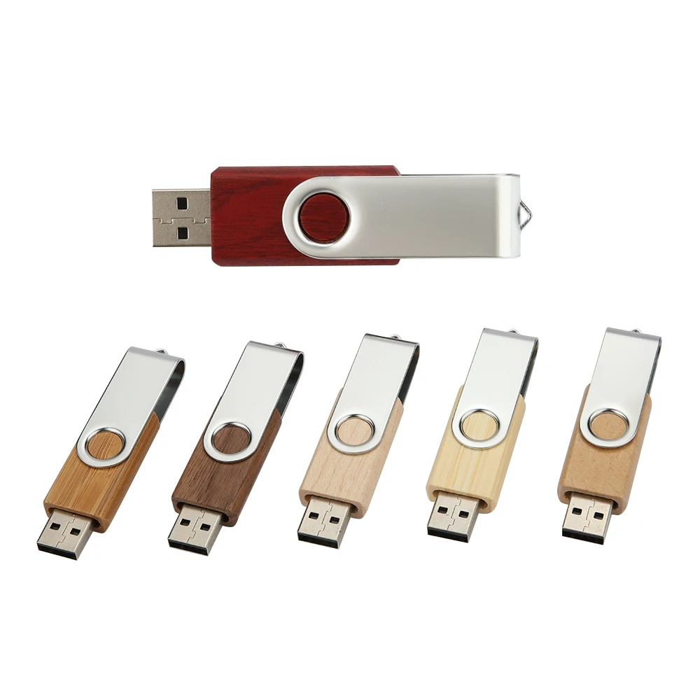 Promotional Custom Wedding Gifts USB 2.0 Wooden Swivel USB Flash Drive Laser Printing LOGO flash disk