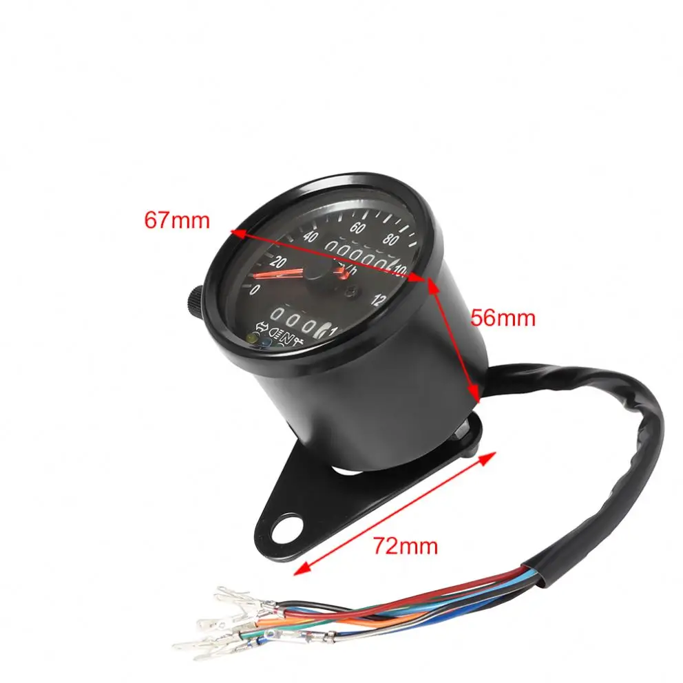 Motorcycle Dual Odometer Speedometer Gauge KM/H Mini Retro Tachometer Universal LED Indicator Light for KTM Ducati Kawasaki BMW