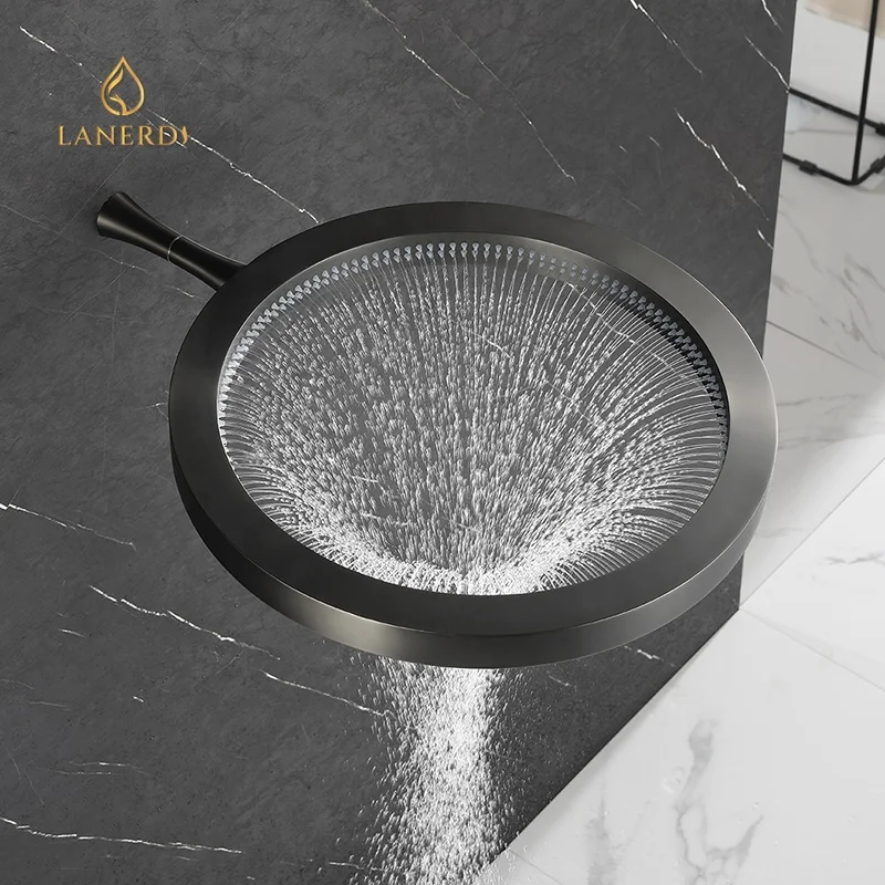 2024 New Ring Gun Metal Shower Head Hollow Design Rainfall Shower Head Bathroom Accessories for Contemporary Shower Faucets