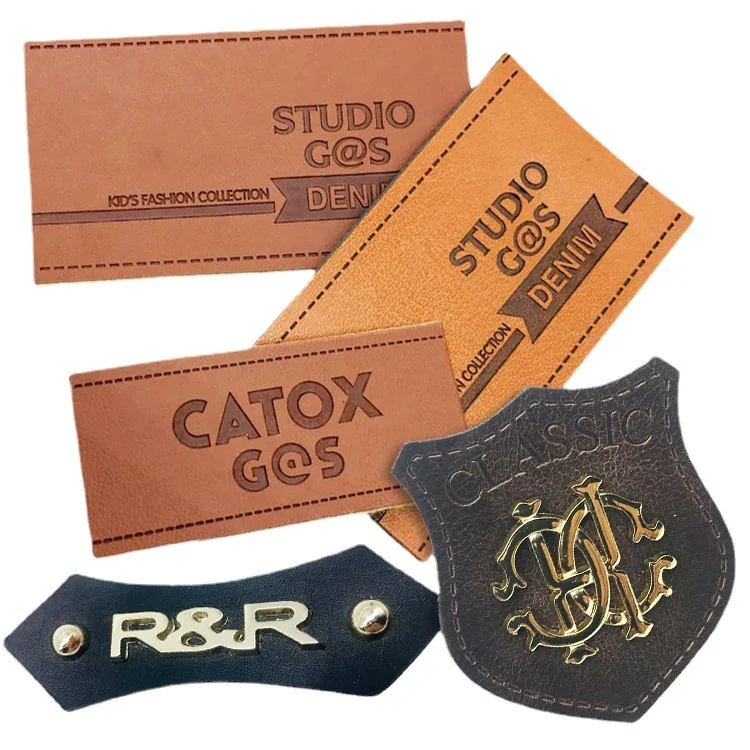 Custom Design Pu Cap Jeans Patch Embossed Logo Premium Genuine Leather Patches For Clothes