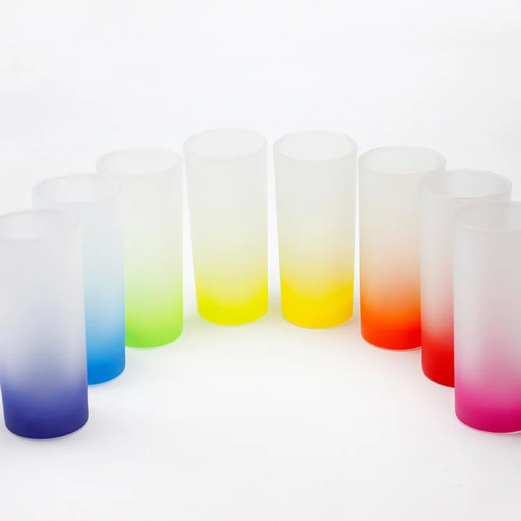 3oz Gradient Colorful Bottom Custom Logo  liquor whiskey wine cup sublimation blank shot glasses