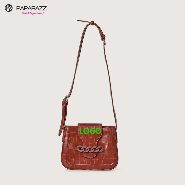 Paparazzi PA0577 Customized Crocodile Pattern Embossed Pu Leather Crossbody Small Square Messenger Bag Shoulder