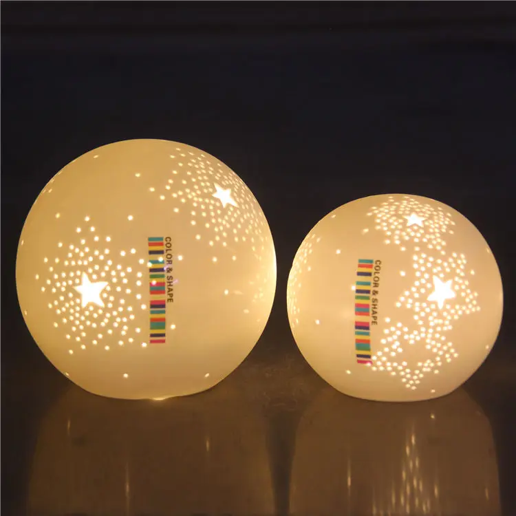 Hot Sale Small Porcelain Ball Globe Led Table Light Desk Night Light Reading Light Cute Round Shape Porcelain Table Lamp