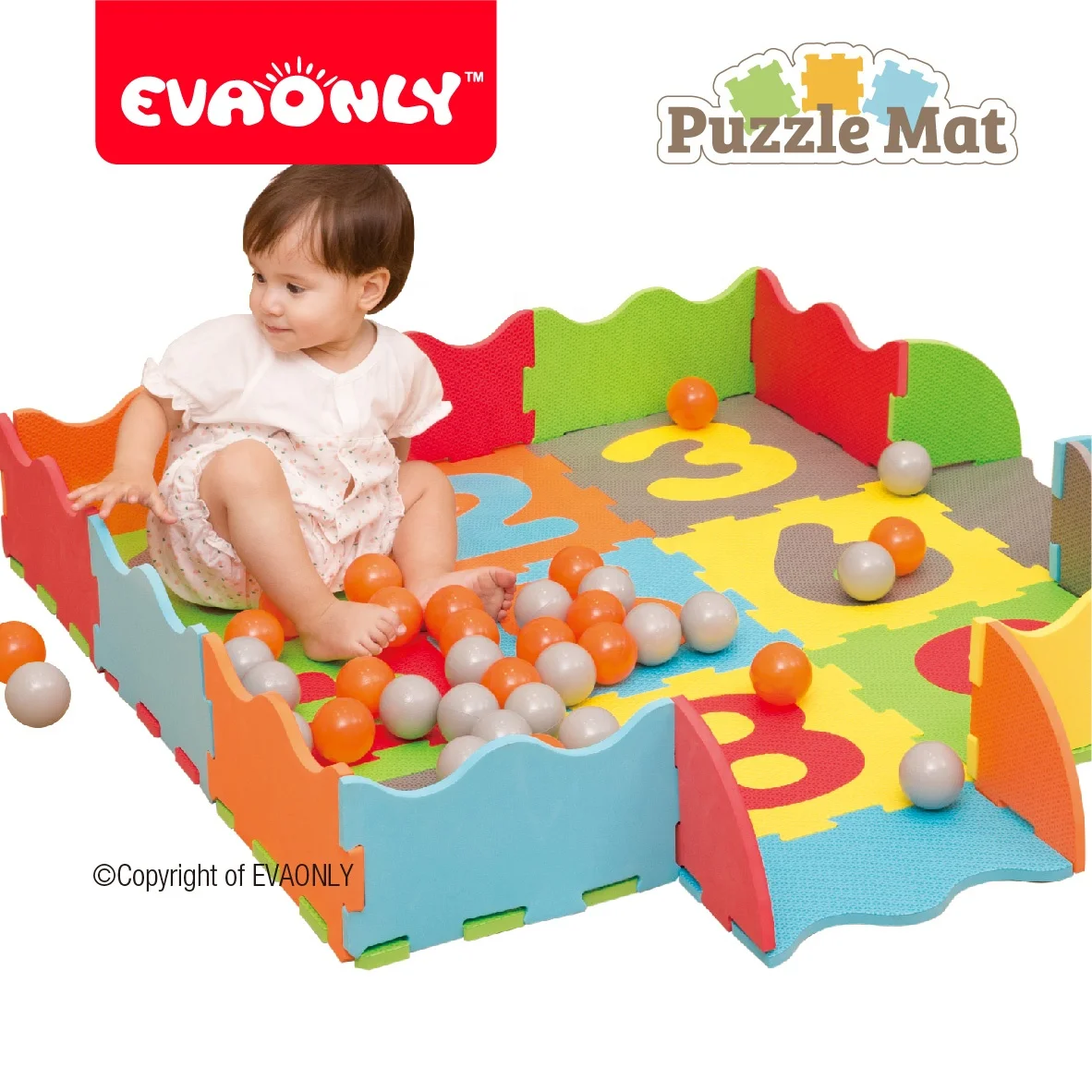 EVAONLY Child Crawling Carpet Soft Attractive Puzzle Play Mat For Kids Toy Storage Cushion With Fences