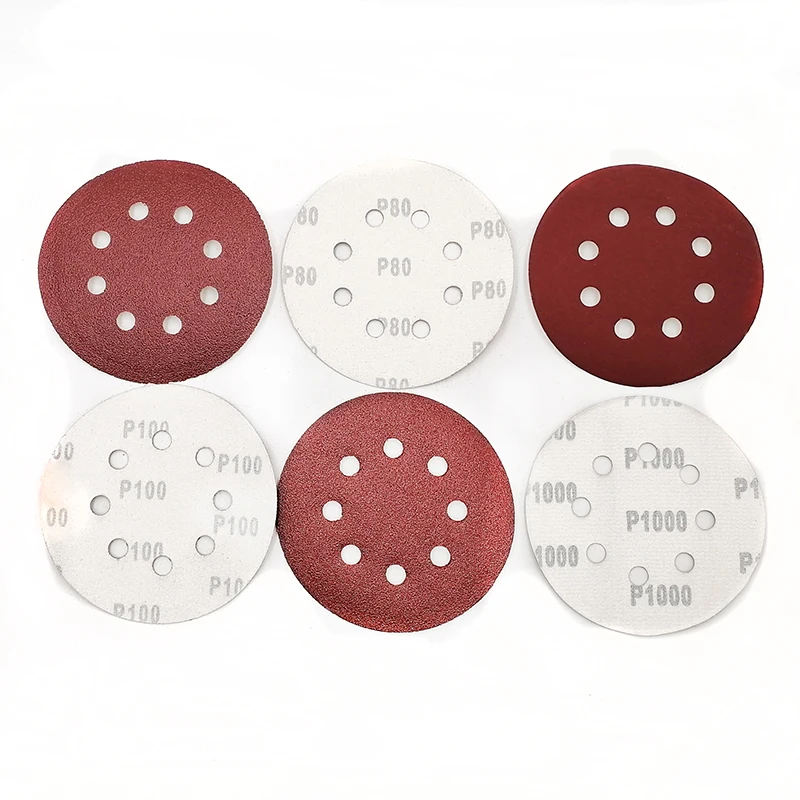 1000pcs Round Paper Disk 8-Holes 5-Inch Aluminum Oxide Sanding Discs with Hook and Loop for Wood Metal Polish OEM/ODM Supported