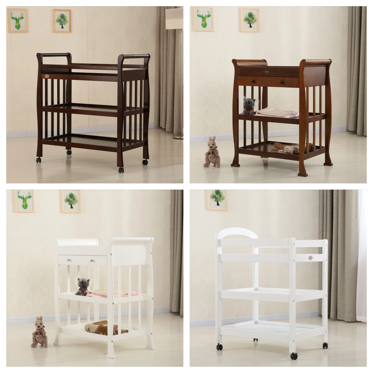 European style diaper changing table baby care table red brown baby care table customizable