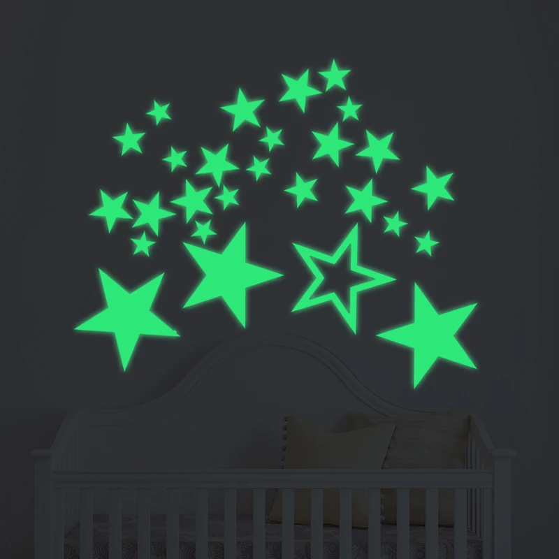 27 Pcs/Set Luminous Stars Wall Sticker Glow in The Dark Self-Adhesive Poster Home Decor Fluorescent Star Art Mural