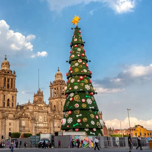 Luxury Large Christmas Decoration Giant Metal Frame  String Light Large Xmas Tree 3D Giant LED Christmas Tree