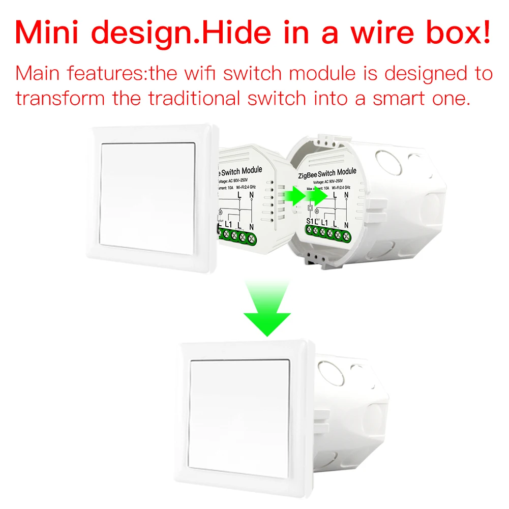  Беспроводной умный переключатель Mini Tuya Zigbee Z-wave 3 0 с поддержкой Google Home Alexa Echo стандарт