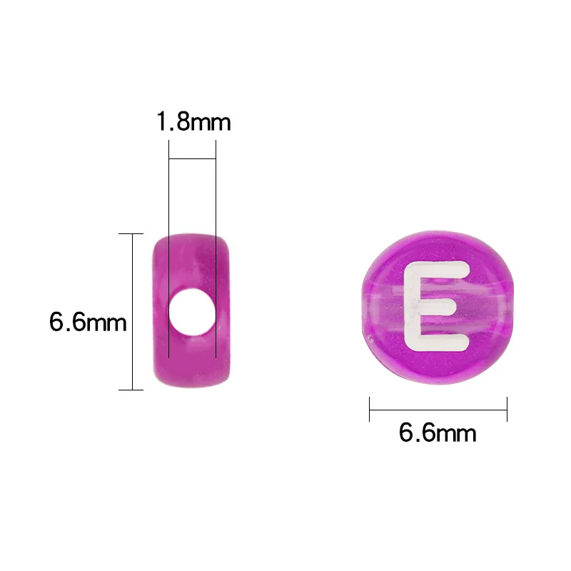 100pcs/bag Colorful Acrylic Alphabet Beads Transparent Candy Color Flat Round Loose Beads DIY Bracelet Beading Materials