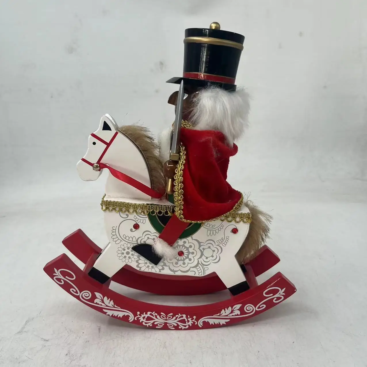 Wooden crafts ornaments Christmas Nutcracker rocking horse ornaments desktop decoration ornaments