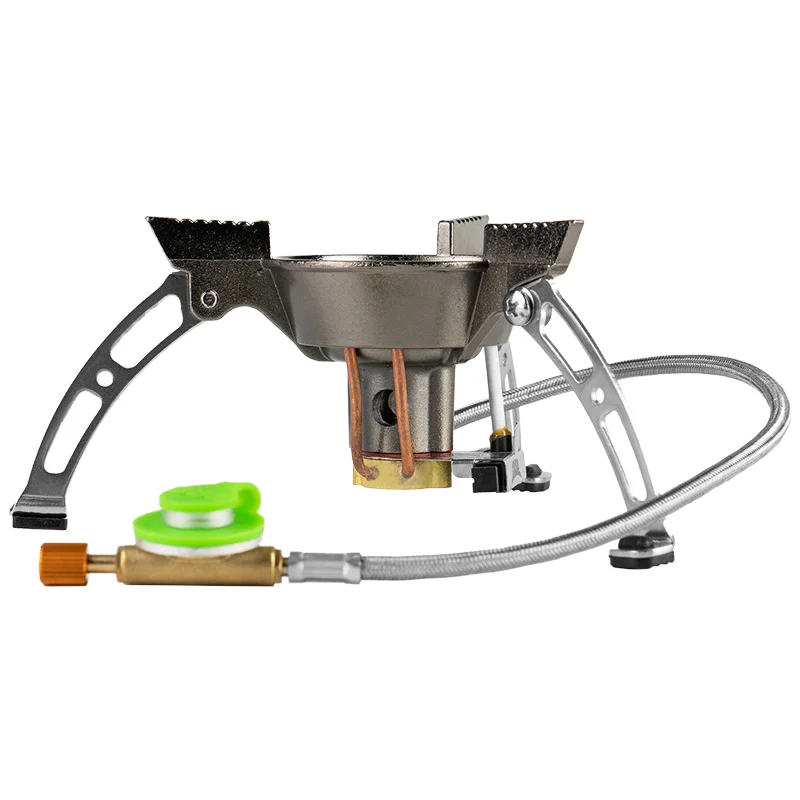 Portable Ultralight Mini Steel Gas Stove Camping Whirlwind Firepower for Outdoor Picnics Split Structure