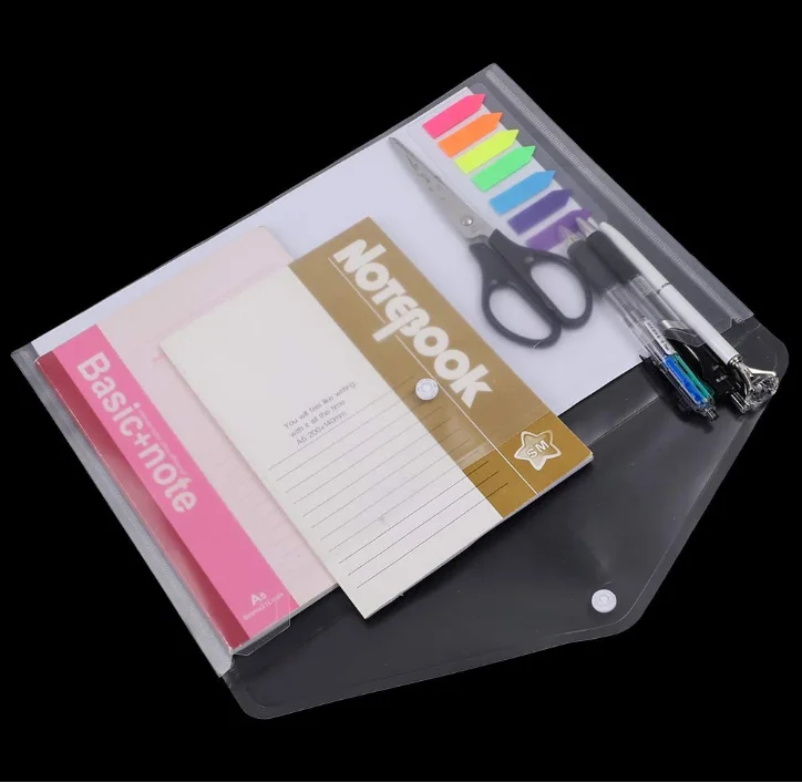 Clear Reusable Plastic Envelopes With Snap Closure PP Plastic Document Holders A4