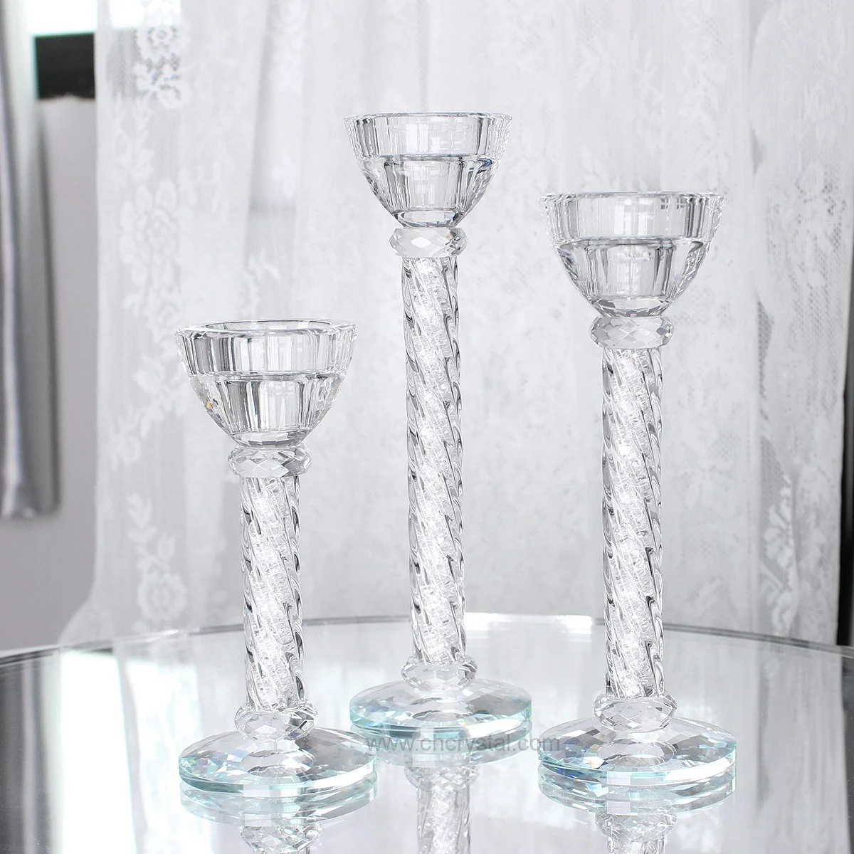 Wholesale Christmas Gift Crystal Holders for Home Decor Crystal Candlestick Holders Wedding Invitation