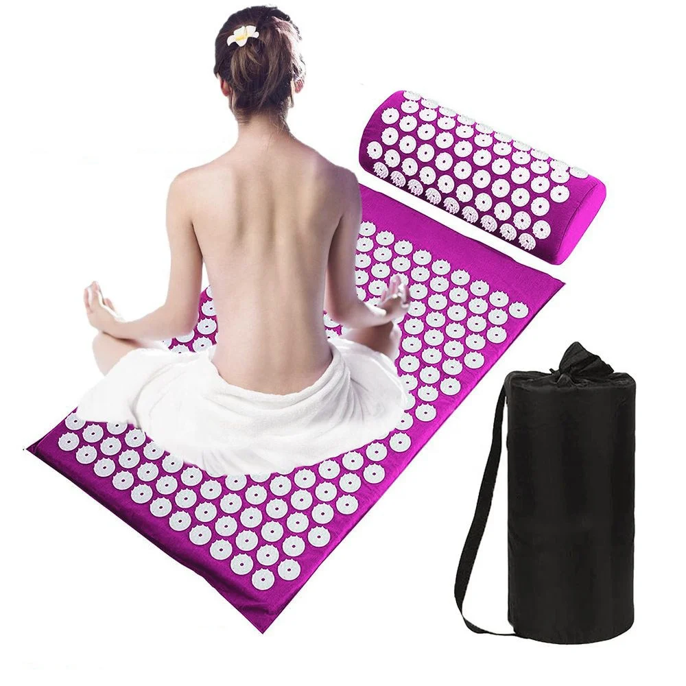 
Drop Shipping Thicken Organic Cotton Body Foot Massage Acupressure Mats Bed of Nails Yoga Acupressure Mat and Pillow Set Long 