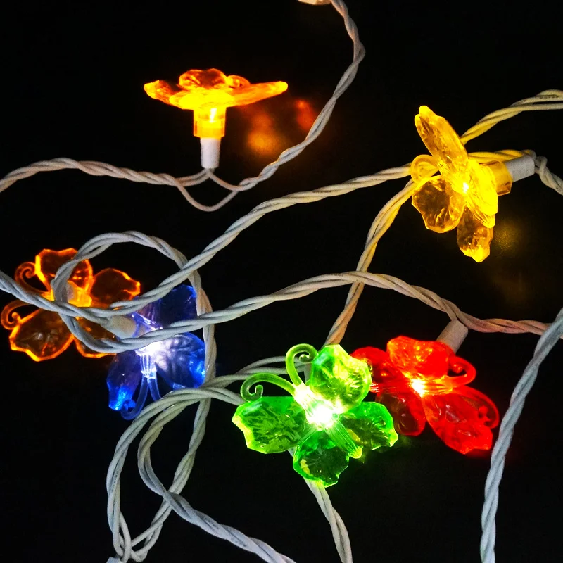 Бабочка гирлянда 10 светодиодов теплый белый для весенне-летнего украшения