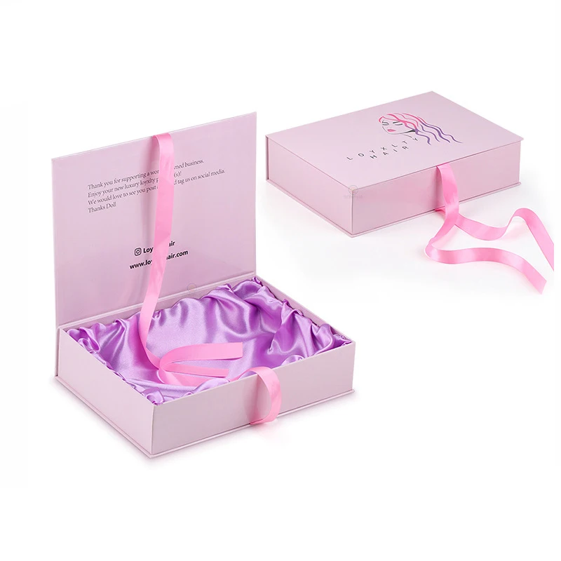 Custom Logo Design Clothing Cosmetics Gift Packing Boxes Wig Packaging Paper Boxes With Satin Lining