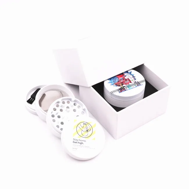 customized high quality 4 layer Smoking Tobacco Grinder ceramic paint and rubber paint metal aluminium alloy herb grinder