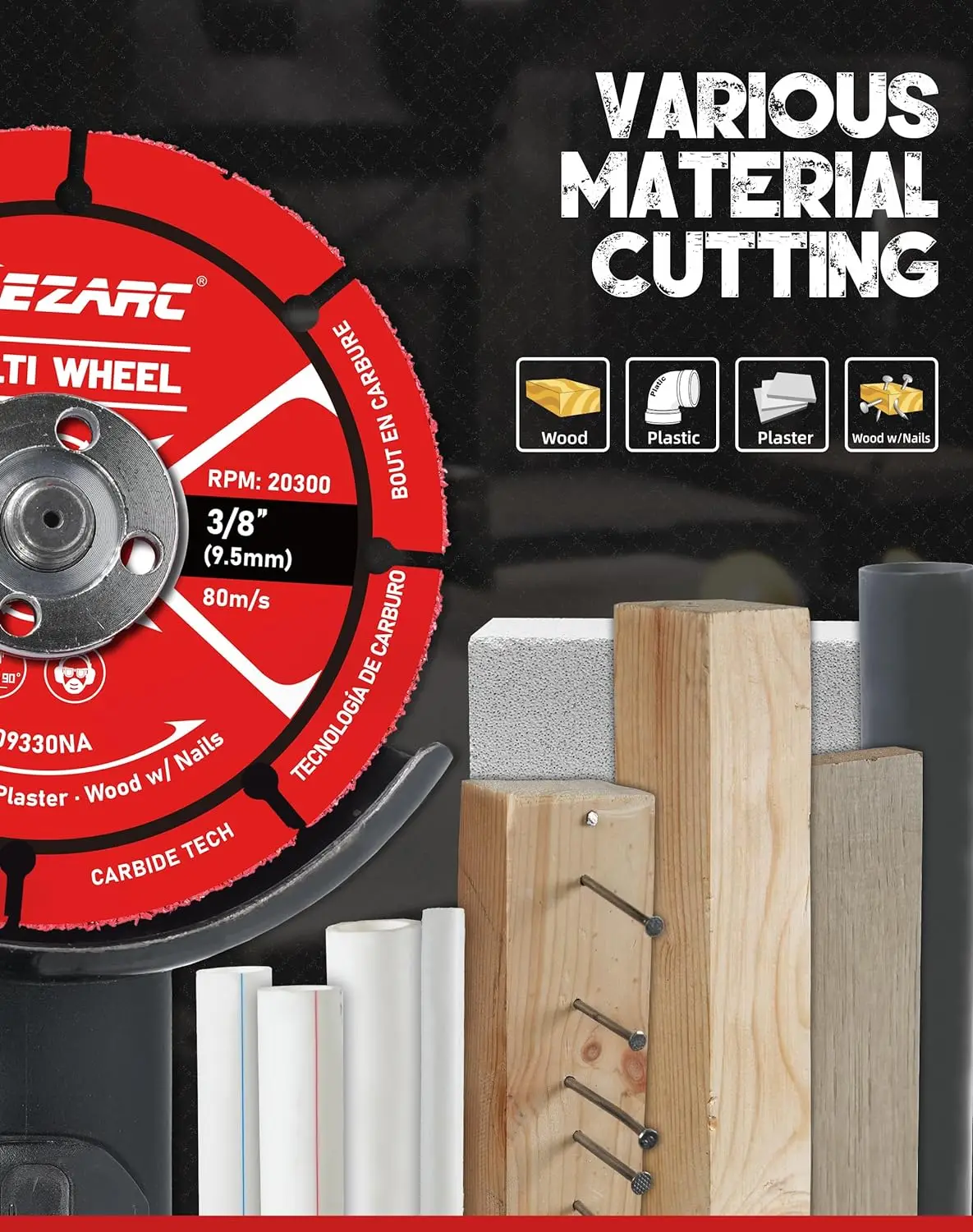 EZARC 3 Inch Cut Off Wheels, Carbide Cutting Disc, Angle Grinder Cutting Wheel for Wood Wood with Nails Laminate Plastic Plaster