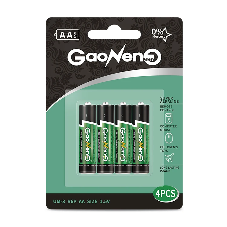 OEM частная марка 4 шт. блистерная карточка термоусадочная китайская фабрика lr6 1,5 в aa aaa батарея sum 3 цинковая углеродная батарея c размер um2 батареи