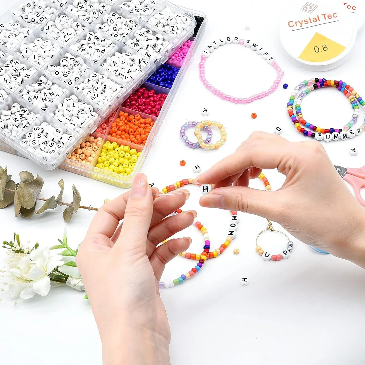 Cross border 24 color baking paint 4mm millet beads acrylic letter beads DIY bracelet jewelry bead set for women