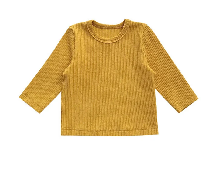 
2020 Children Clothes Rib Cotton Top Long Sleeve Solid Color Baby Girls Boys Knit Shirt  (62517065391)