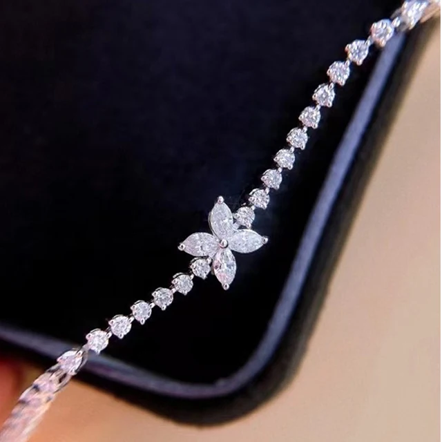 Xinfly Horse Eye Four Leaf Clover 1.95ct Diamond 18k Gold Tennis Bracelets