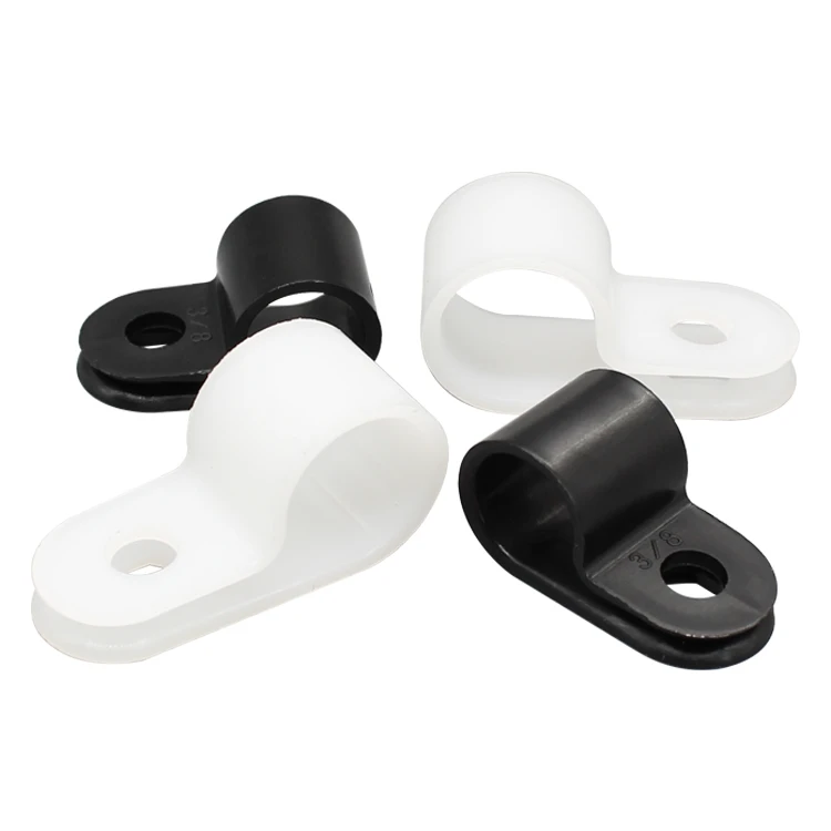 1000PCS Black R type Plastic Cable Wire Holder Clip Clamp Cover plastic type wire clamp R-type cable management Ties