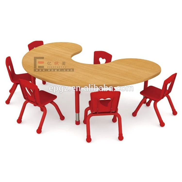 Nursery Furniture School Furniture 5-Seaters School Desk and Chair Metal Sets Material Fasion Type U-shape Table and Chair Set
