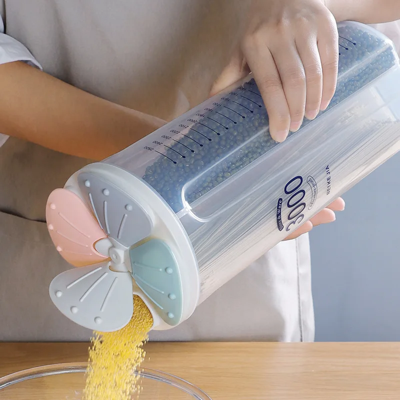 
Rice Airtight Dry Food Storage Containers, BPA Free Plastic Sealed Holder Bin Dispenser with Pouring Spout 