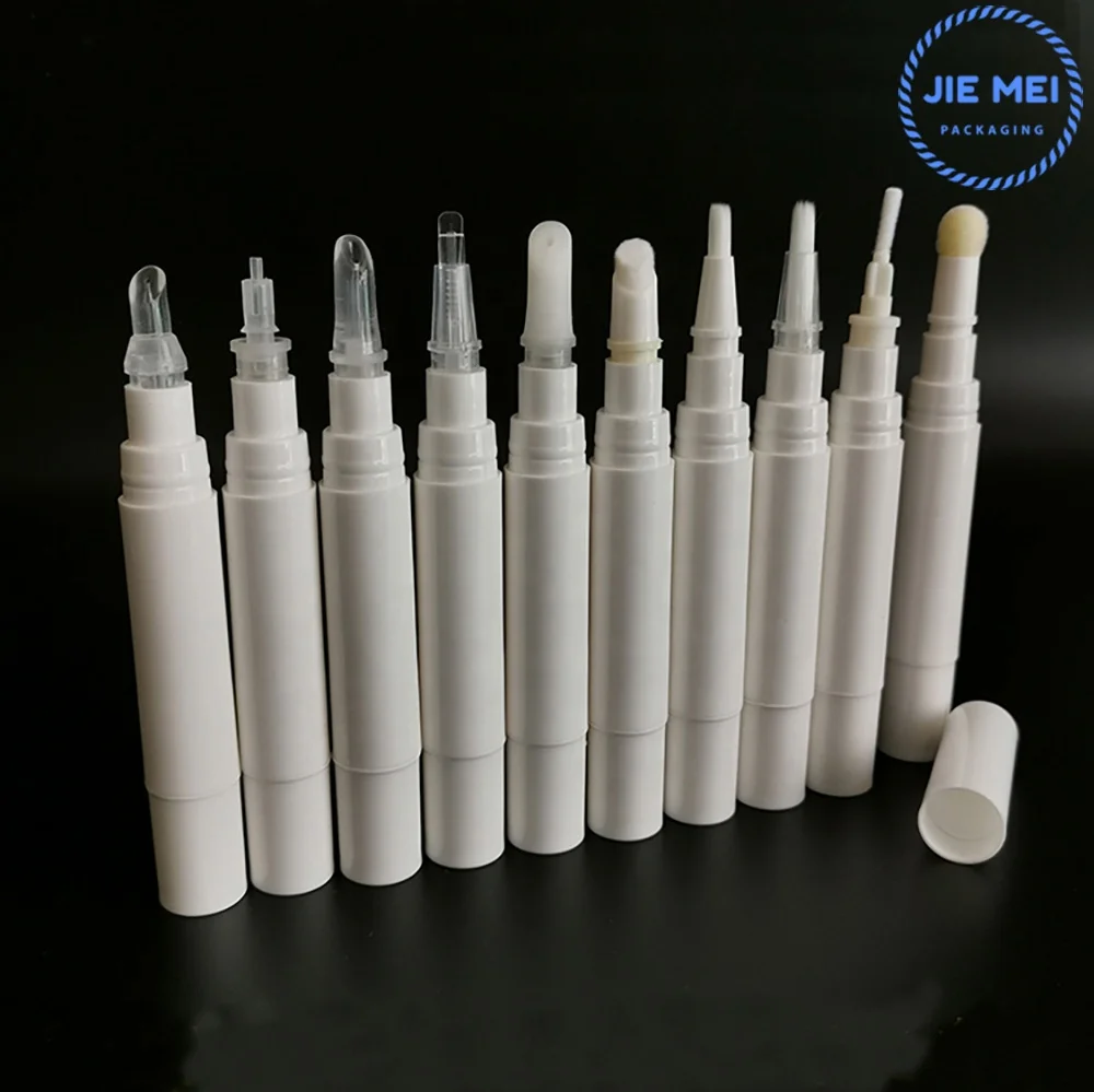 JIE MEI Stock Makeup Container 5ML Pink Lip Gloss Cuticle Oil Nail Polish Empty Twist Pen Tube With Brush Applicator