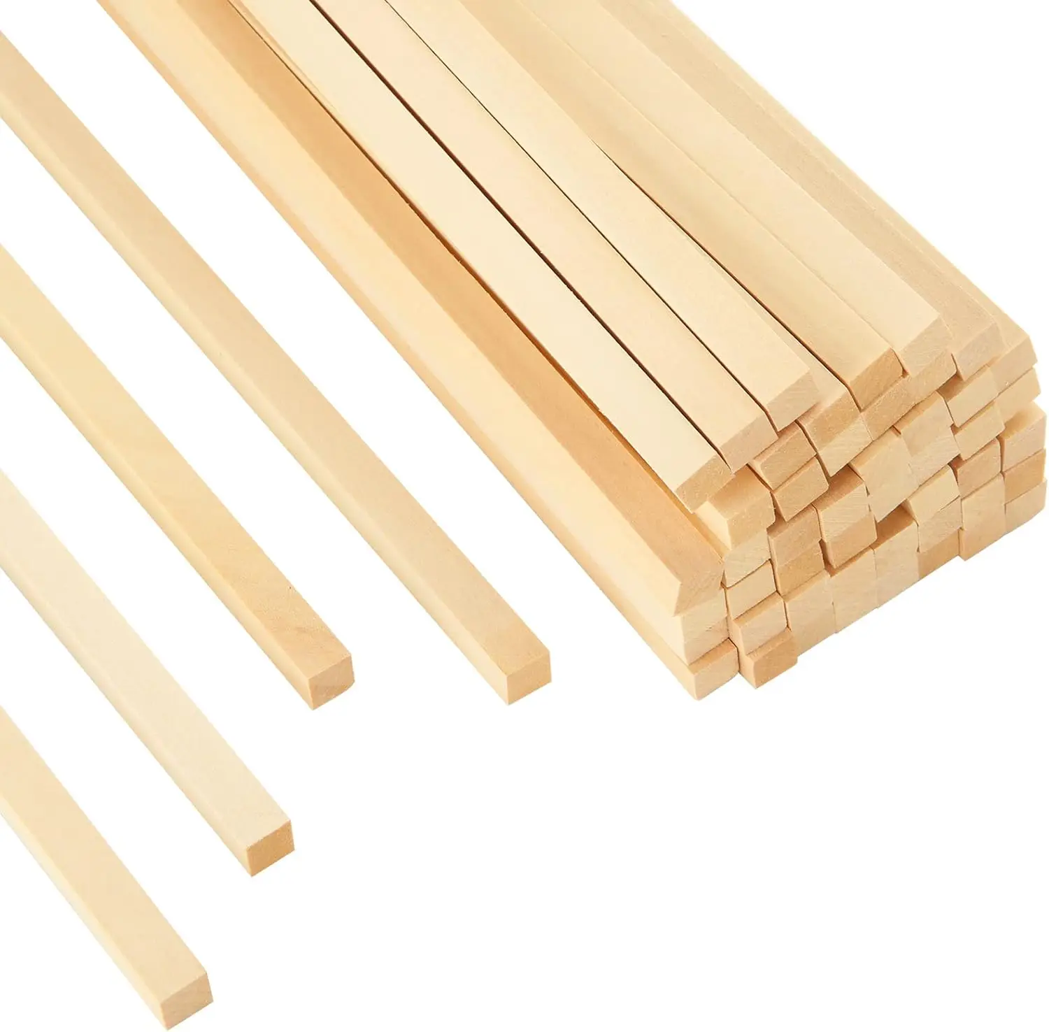 Unfinished Birch Hardwood Square Wood Dowel Rod/Rods Wooden Craft Sticks for Crafts and DIY