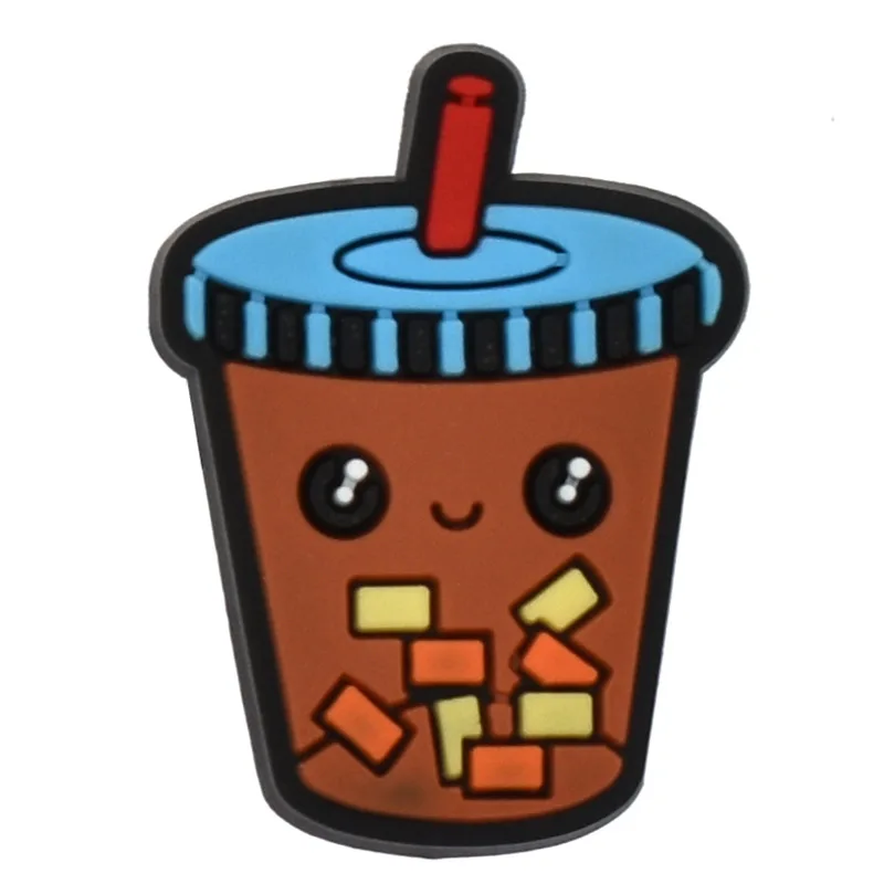 2024 Pearl milk tea fried wholesale new design foods Shoes Decoration Soft PVC rubber clog shoe charms marvel designer charms