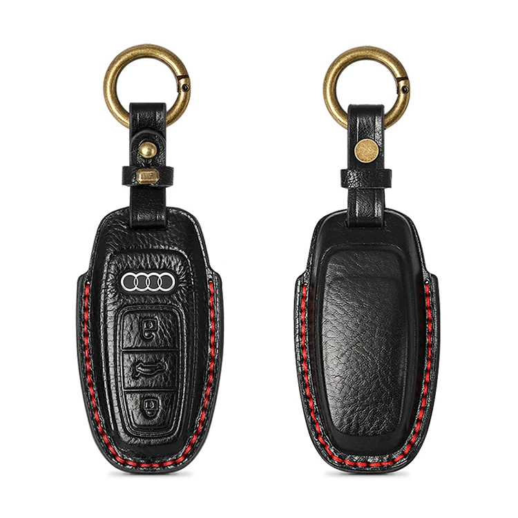 Genuine Leather Remote Control Car Keychain Key Cover High Quality Luxury Leather Car Key Case