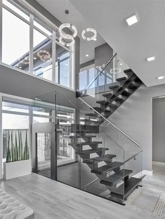 Australia Standard Solid Wood Staircase Glass Stair U-Shape Straight House Stairs