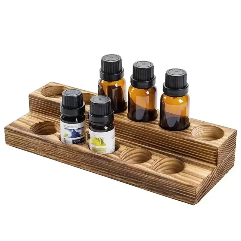 Wooden Essential Oil Display Stand Tabletop Essential Oils Perfume Storage Racks Oil Bottles Holder