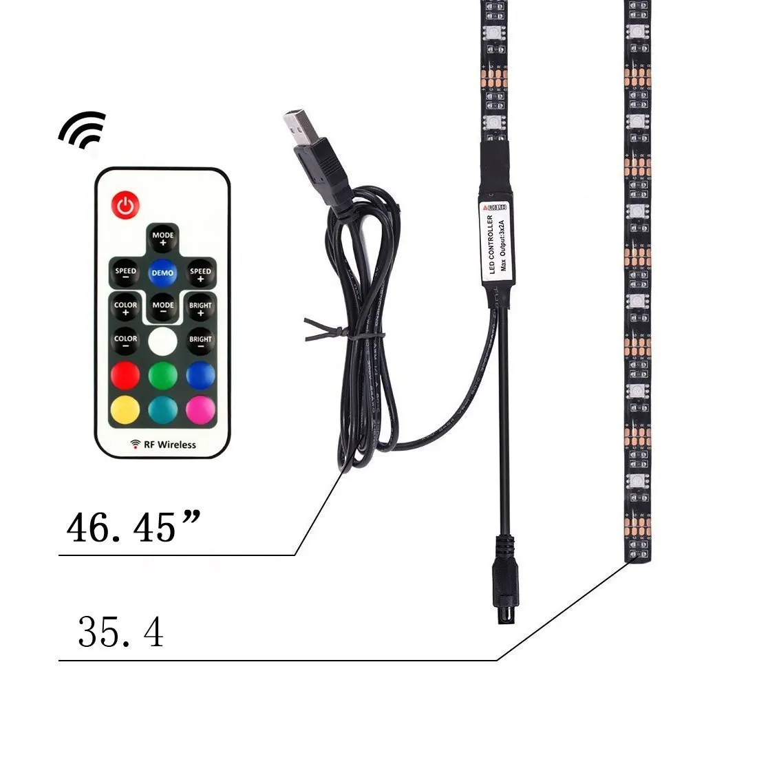 Super bright  Flexible RGB TV Backlight kit USB led Strip Light with 24 Key IR Remote Controller