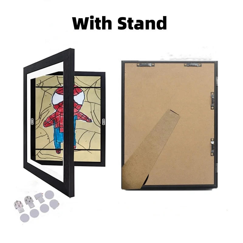 Лидер продаж 2023, Детская Рамка для картин из черного композитного дерева с ударопрочным стеклом, Горизонтальные и вертикальные форматы