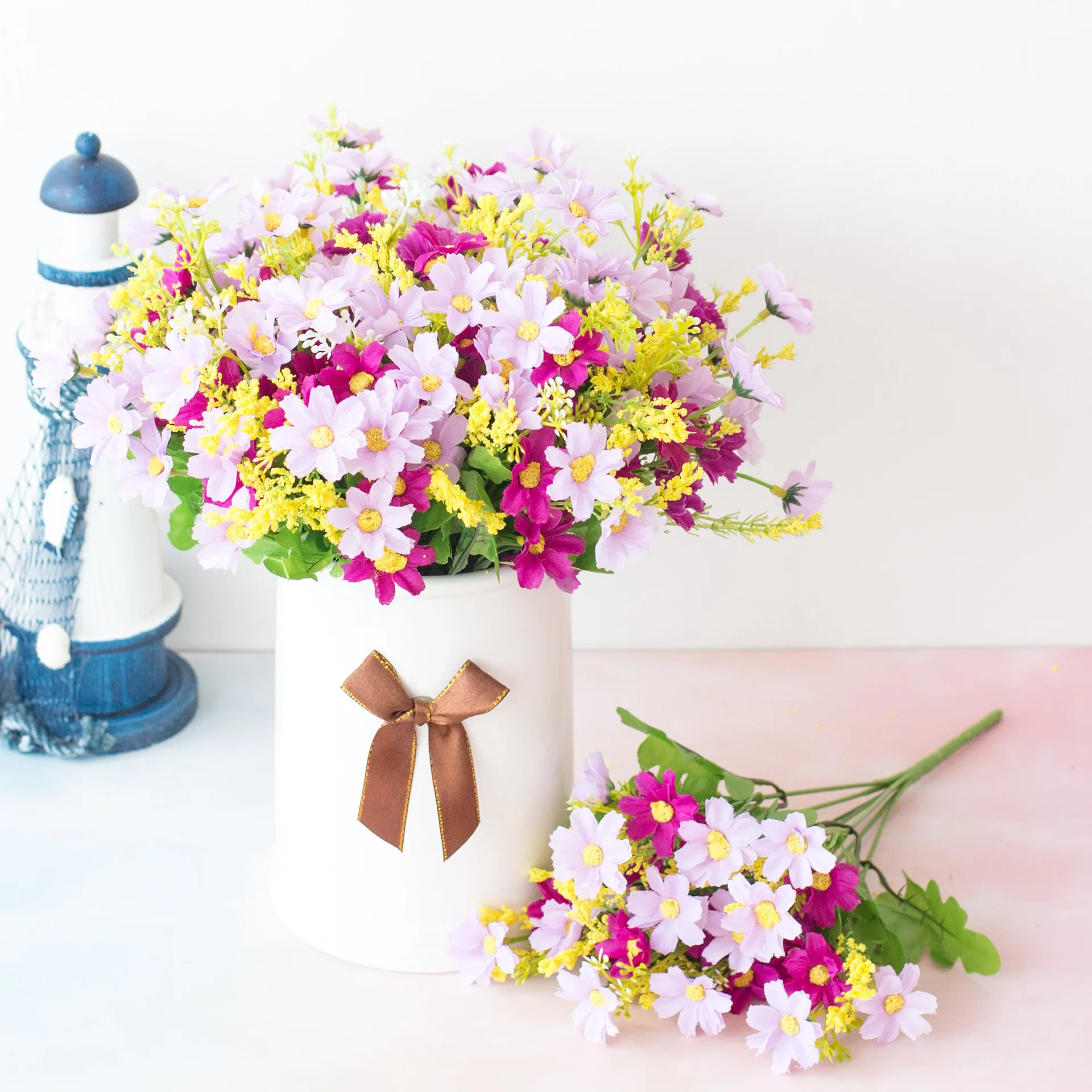 Nordic floriculture 28 head jump orchid Daisy 7 fork artificial flower decorative Silk small pla