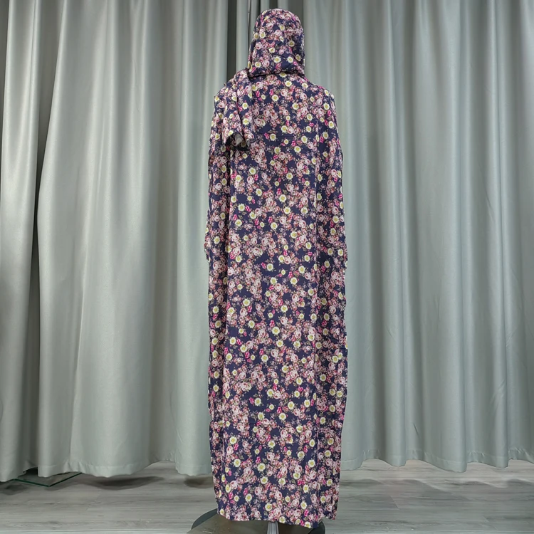 Dubai Hot Model Floral 100% Viscose Dress Abaya Muslim Women Ramadan Prayer Turkey Middle East Femme Scarf Hijab Robe Islamic