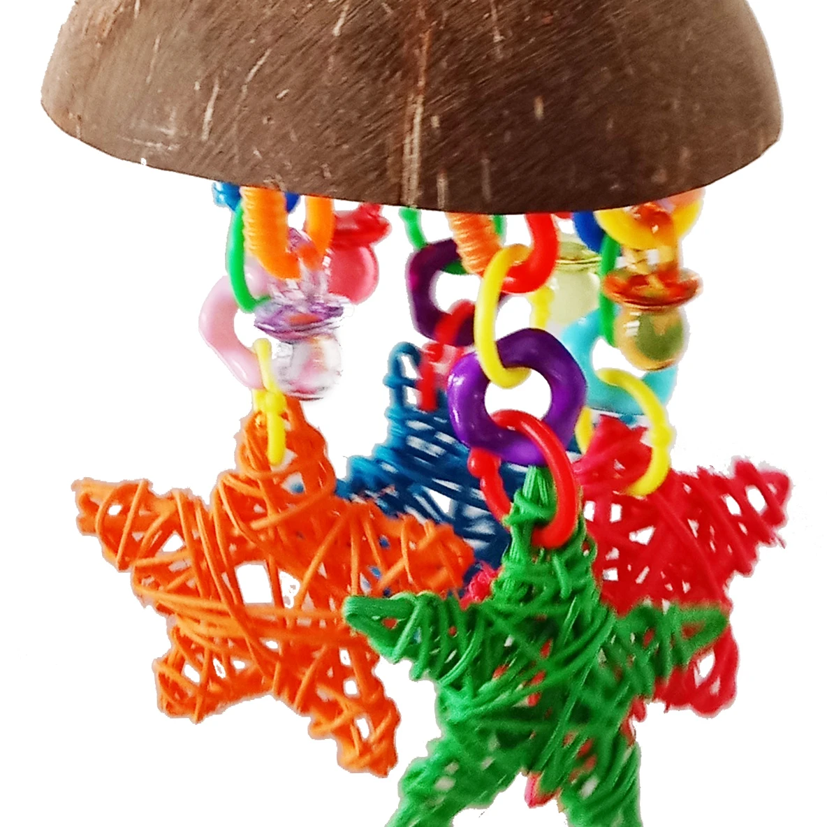 Colorful Plastic Blocks Coir Rattan Bal Bird Toys Parrot Chew Toys For Budgie Love Bird Conures Wholesale