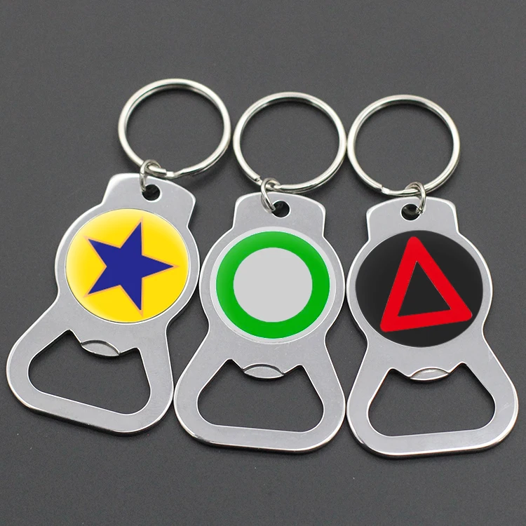 Stainless Steel Epoxy Sublimation Key Chain Bottle Opener Custom Beer Metal Keyring Bottle Opener Keychain With Logo