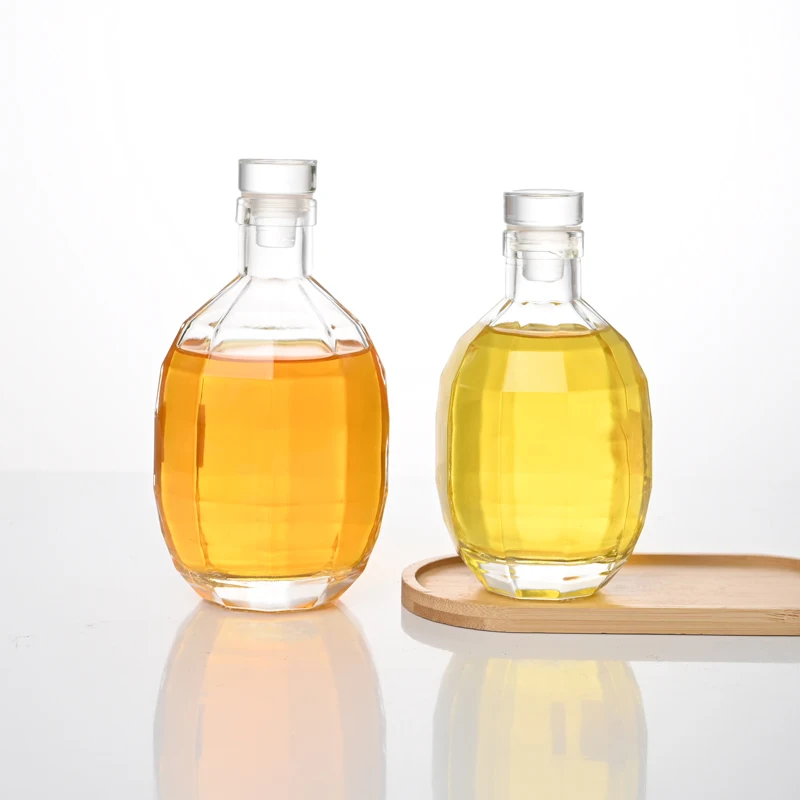 Unique Fashion Empty 250 ml 375ml 500ml Glass Bottle grenade shaped glass bottle for wine glass with stopper wholesale