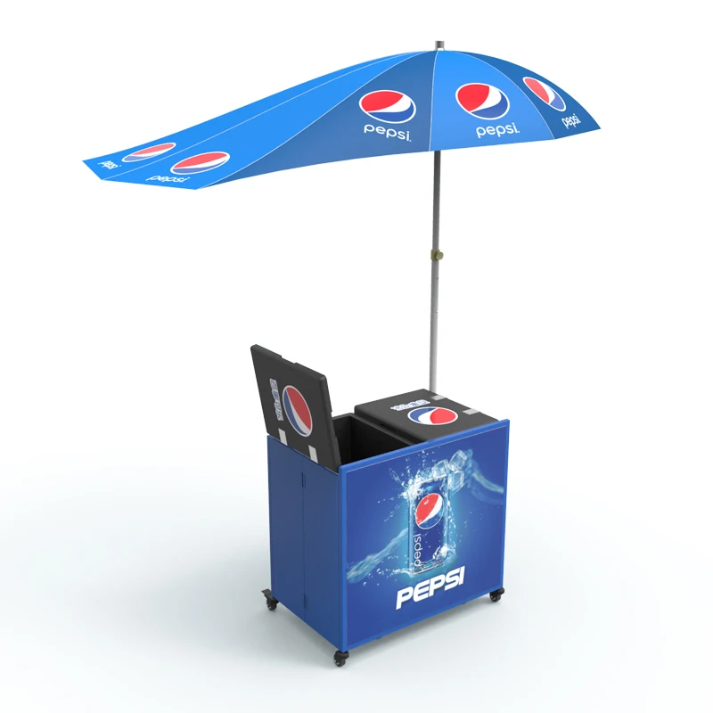 
Outdoor folding promotion table with wheels and solar umbrella 