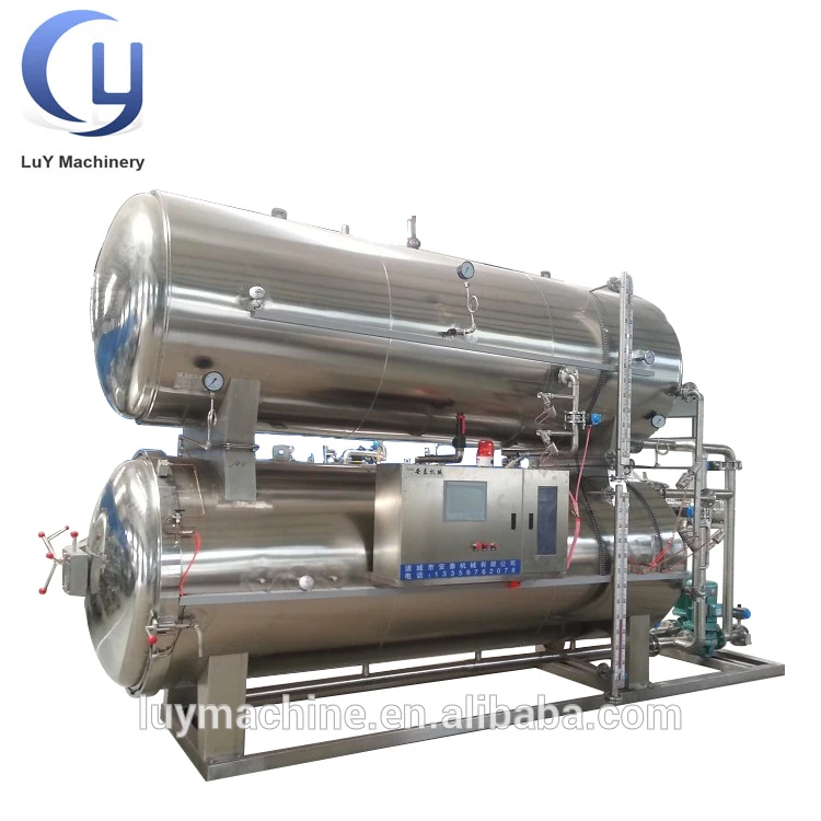 Automatic industrial 500L food autoclave sterilizer pressure retort machine for canned meat pet food canning machine
