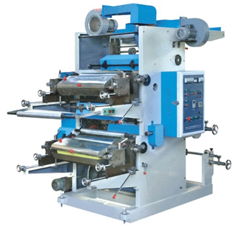 Flexographic Print Machine For Film Plastic, 2 Colors Flexographic HDPE LLDPE LDPE Film Printing Machine For Plastic Bag