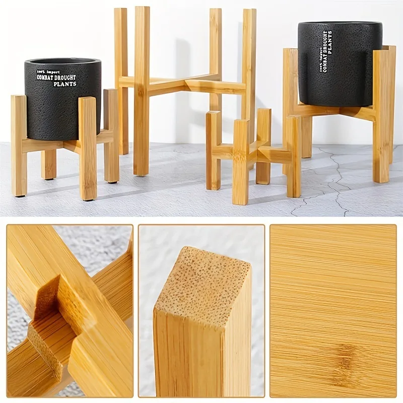 Wholesale custom wooden Flower pot holder a variety of bamboo flower pot stand and disassembly