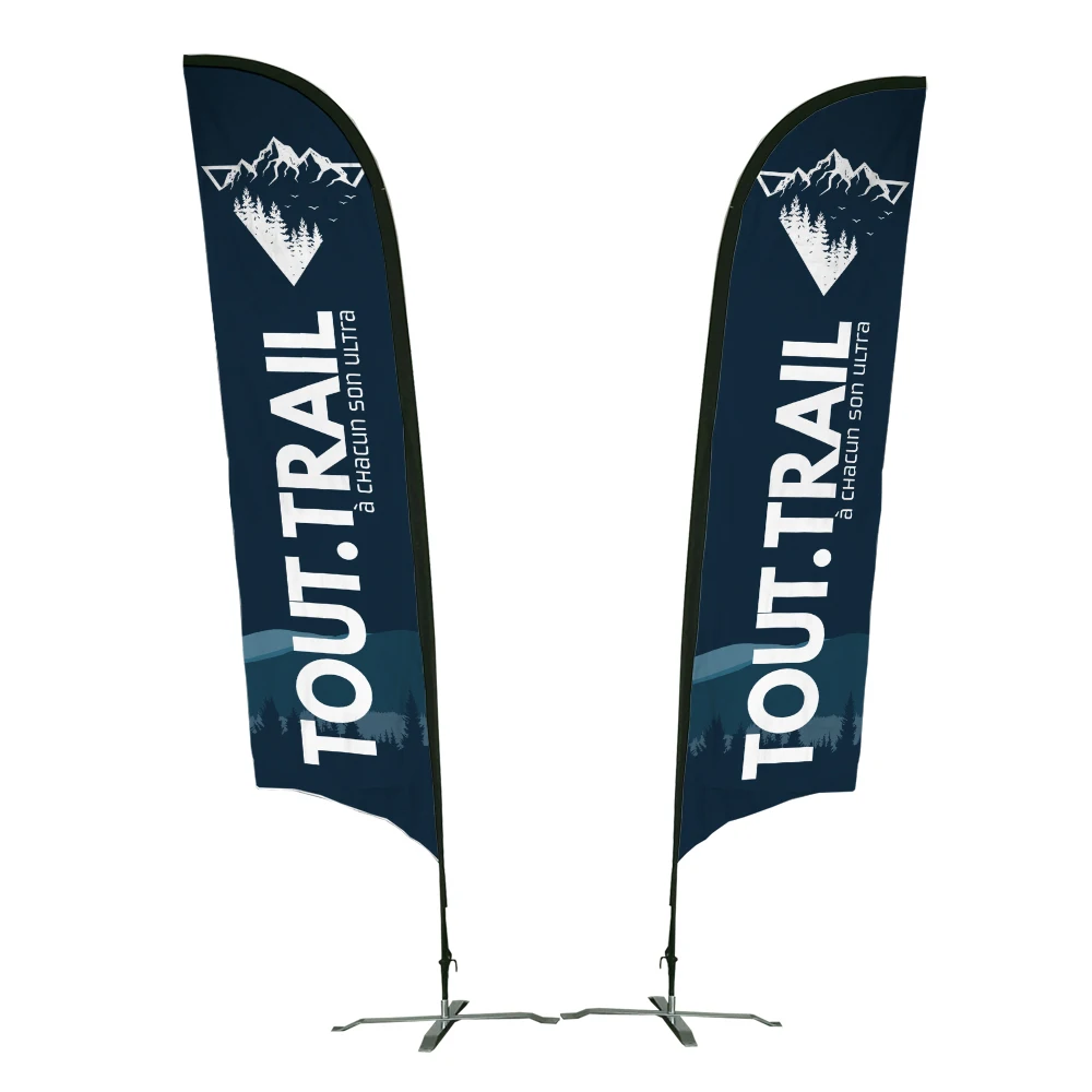 Outdoor Flying Banner Promotion Custom Printed Advertising Feather Teardrop Flag Bali Bow Beach Flag with Corss Base