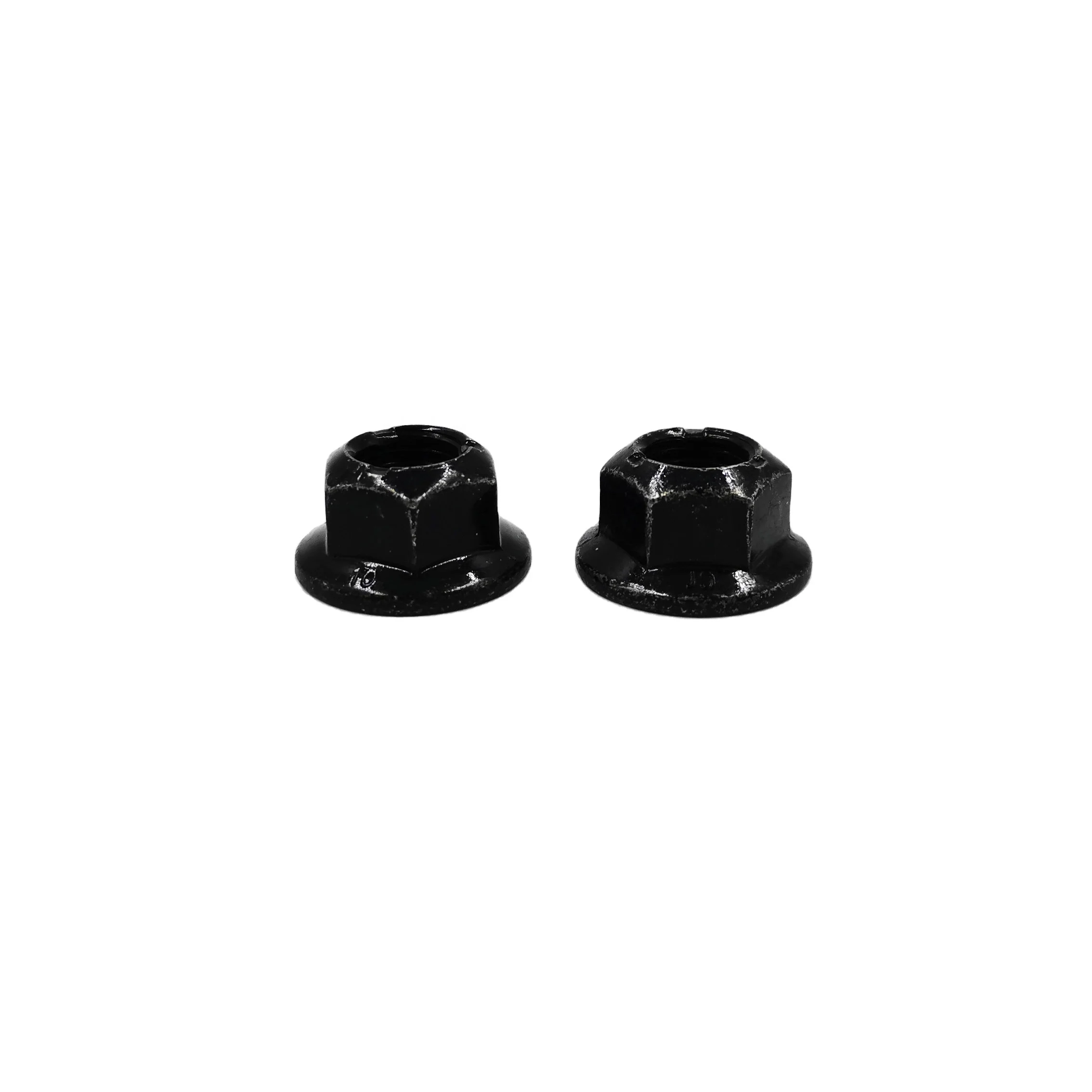 High Strength M8 HEXAGON FLANGE NUT NO-SERRATION DIN 6923 Black plated flange nut